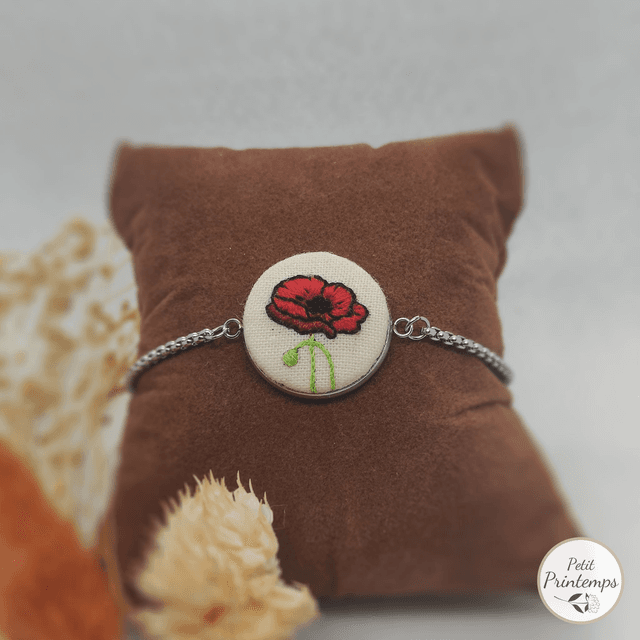 EB Bijoux brodé à motif &quot;Coquelicot&quot; par Petit Printemps